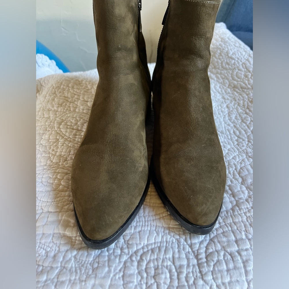 *SOLD* Poppy Barley Suede Olive Ankle Boots